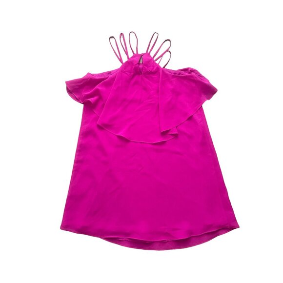 Gianni Bini Marine Ruffles Halter Mini Dress Size XS in Hot Pink Party - Picture 3 of 8